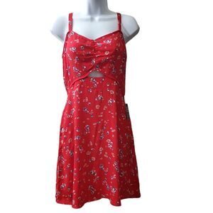 Express Womens red white blue Floral Sleeveless spring Summer Dress NWT